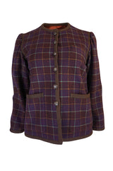 c1966-1970 Yves Saint Laurent Classic Box Cut Plaid Jacket