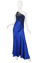 1970s Beaded Bob Mackie One Shoulder Gown
