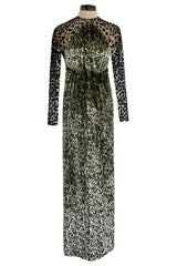 1994 Geoffrey Beene Leopard Print Chenille & Metallic Netting Dress