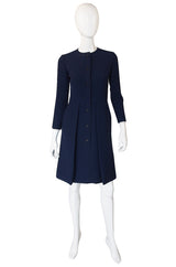 1960s Christian Dior Blue Front Button Dress