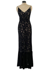 Easy to Wear 2010s Lanvin by Alber Elbaz Black Lace Illusion Dress w Button Front