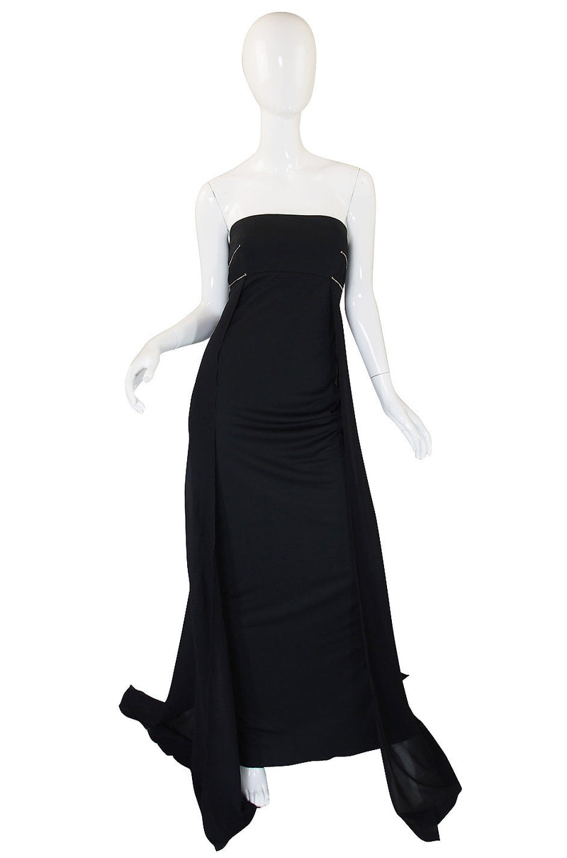 1980s Dramatic Claude Montana Strapless Gown