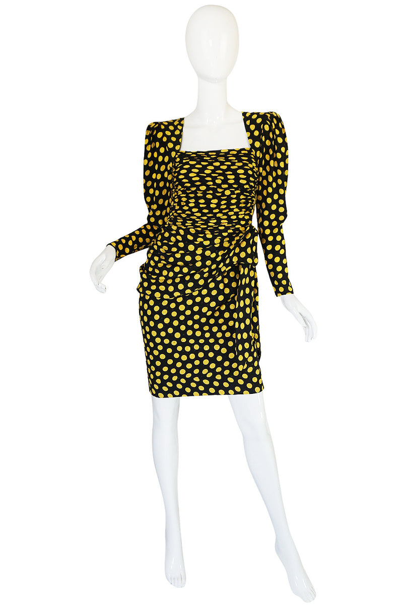 1980s Joan Rivers Owned Ungaro Silk Dot Dress