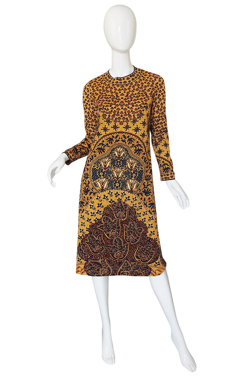 1960s Printed Jersey Goldworm Dress