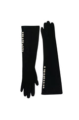 Vintage Christian Dior Suede Gloves with Crystal Buttons