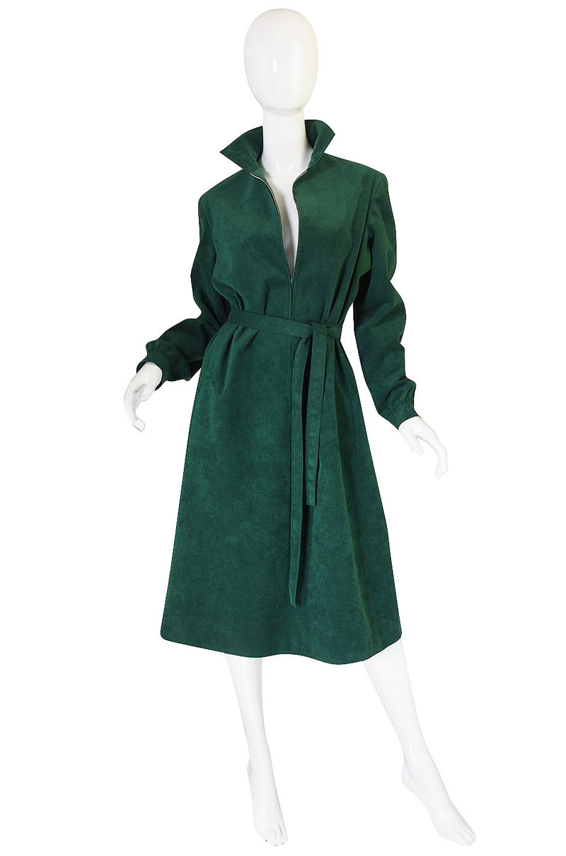 1972 Emerald Green Halston Ultrasuede Dress