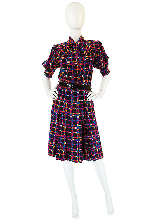 c1982 Haute Couture Yves Saint Laurent Silk Dress