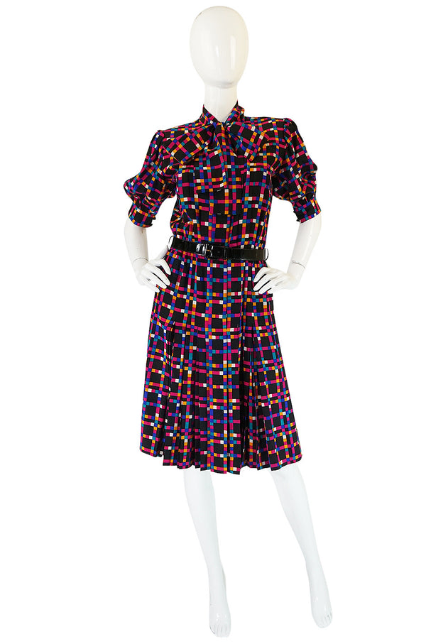 c1982 Haute Couture Yves Saint Laurent Silk Dress