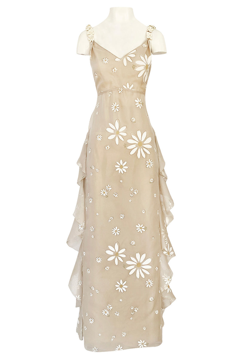 Resort 2011 Valentino Runway Painted Low Back Daisy Dress w Ruffles & Shrimpton Couture Resort 2011 Valentino Runway Painted Low Back Daisy Dress w Ruffles & Shrimpton Couture