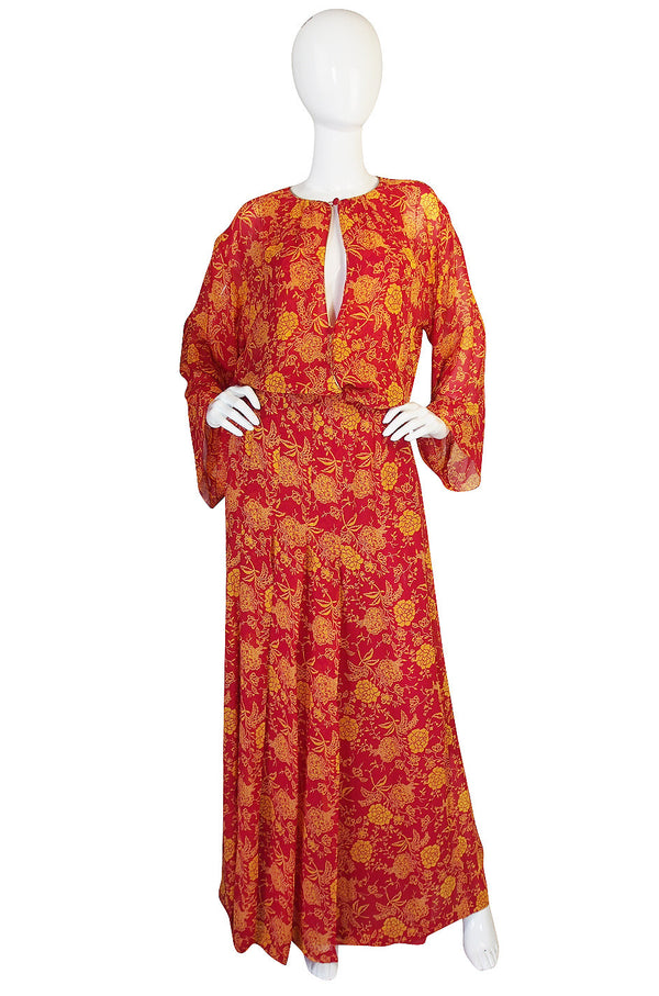 Documented 1976 Christian Dior Silk Chiffon Dress Set