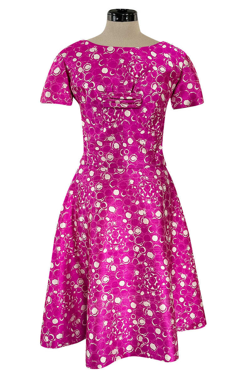 Exceptional Early 1960s Christian Dior by Marc Bohan Pink & White Silk Twill Dress Set