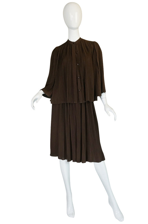 S/S 1976 Christian Dior Haute Couture Pleated Silk Dress Set