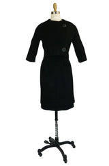 c1957 Black Cristobal Balenciaga Haute Couture Suit