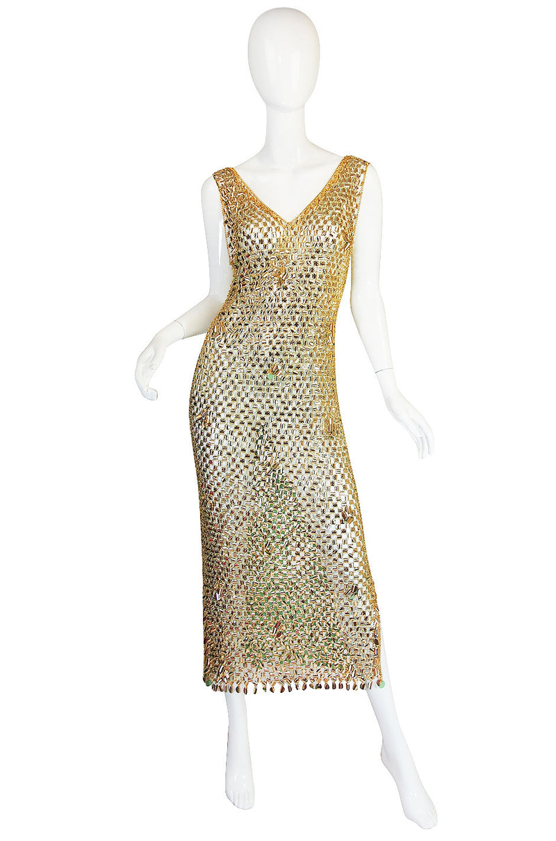 1970s Paco Rabanne Chain Mail Maxi Dress
