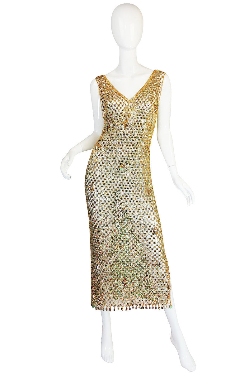Vintage Balmain Metallic Dress 1970s Paco Rabanne Chain Mail