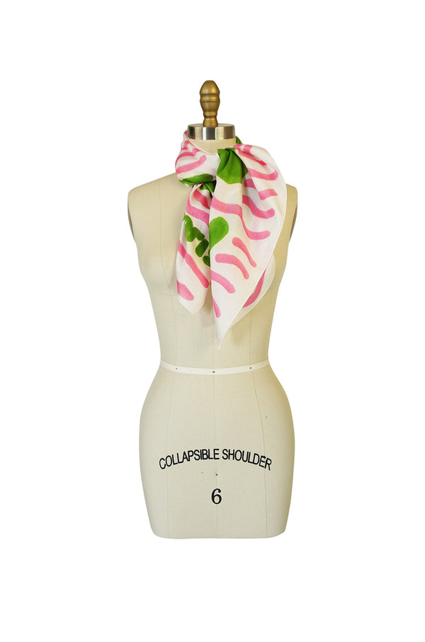 c1970 Hand Painted Print Courreges Cotton Scarf