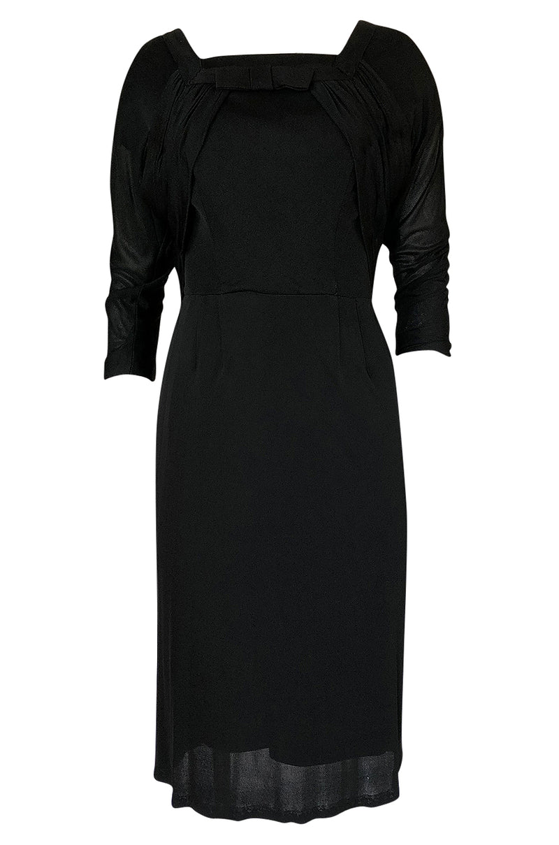 1940s Unlabeled Black Jersey Draped & Fitted Day or Cocktail Dress – Shrimpton Couture