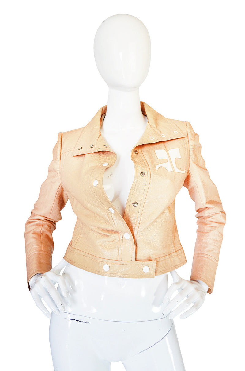 Documented 1971-1972 Andre Courreges Vinyl Crop Jacket in Buff