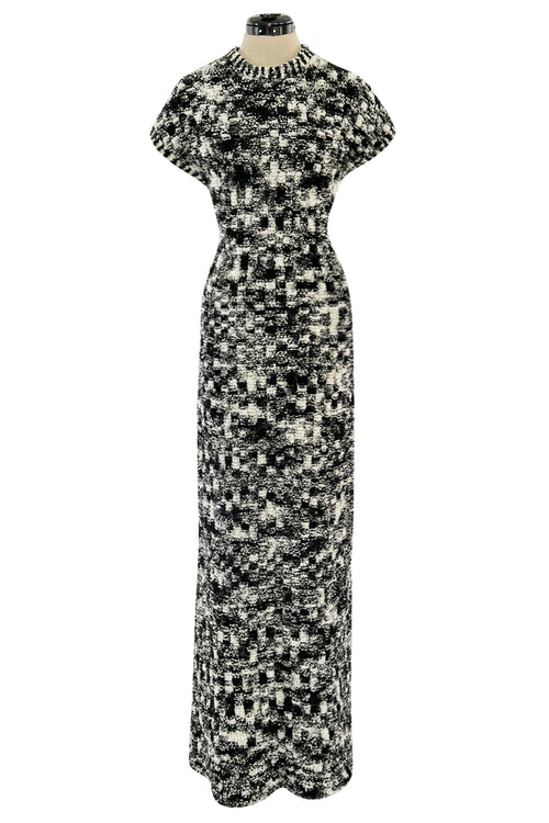 Runway Fall 2011 Chanel by Karl Lagerfeld Black & Ivory Knit Dress w Fringed Open Back