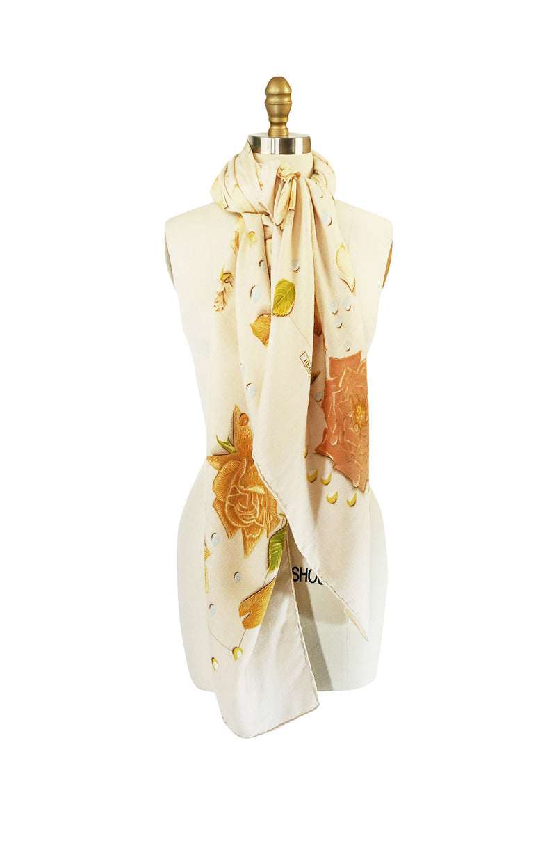 Huge Hermes Floral Print Cashmere Scarf or Shawl
