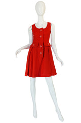 1960s Geoffrey Beene Boutique Red Linen Dress