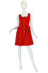 1960s Geoffrey Beene Boutique Red Linen Dress