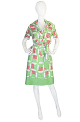 1970s Fun Lanvin Logo Print Shirt Front Dress