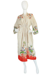 Romantic 1920s Printed Tissue Silk Pongee Kimono