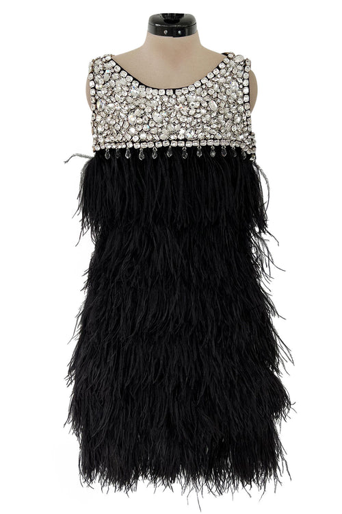 Gorgeous Fall 2010 Loris Azzaro by Vanessa Seward Runway Ostrich Feather & Huge Crystal Dress