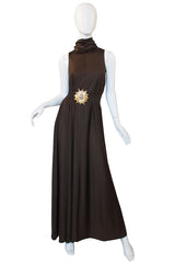 1970s Anne Klein Maxi Dress with Belt
