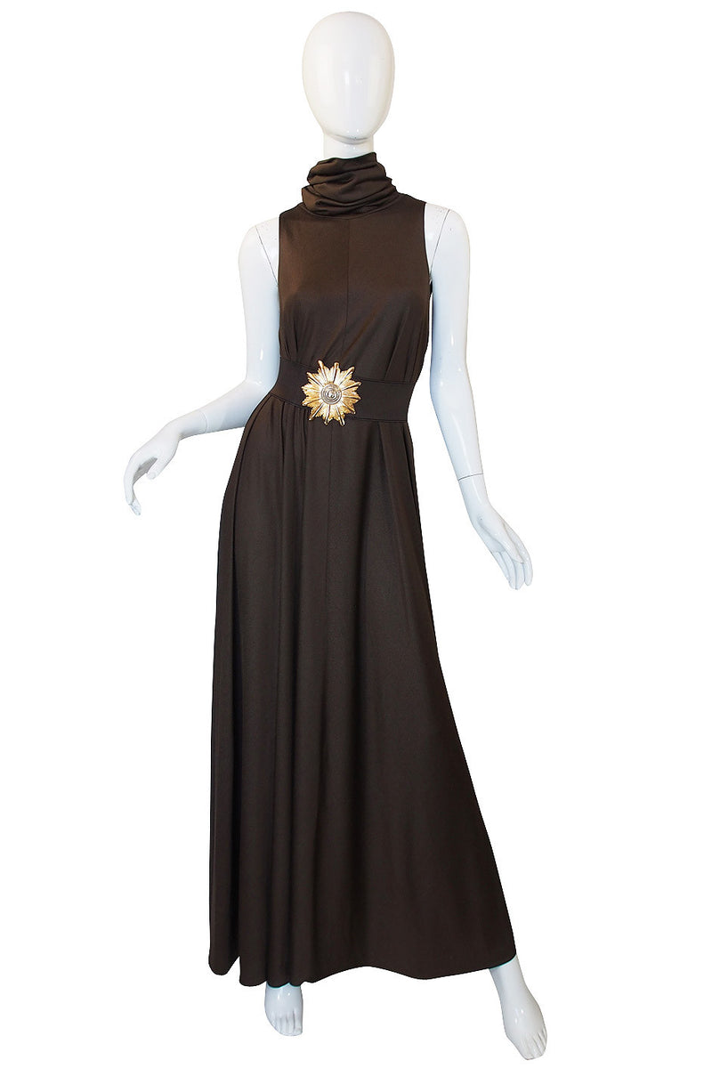 1970s Anne Klein Maxi Dress with Belt