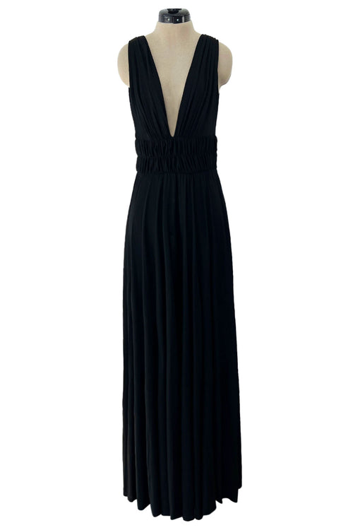 Documented Spring 1986 Yves Saint Laurent Runway Black Jersey Plunge Dress