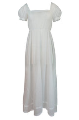 Antique Unlabelled French Cotton Mull Empire Cut Under Dress