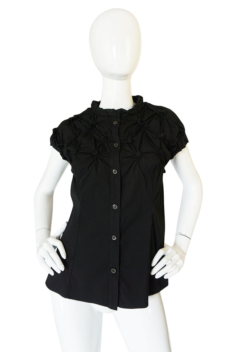 c2007 Prada Black Gathered "Knot" Black Top