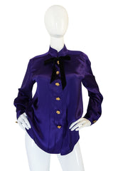 Circa 1988 Yves Saint Laurent Silk Satin Purple Top