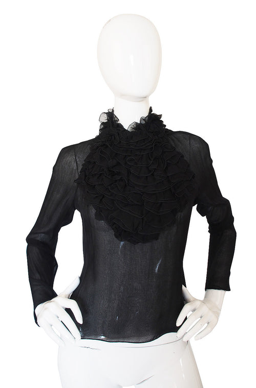 1980s Givenchy Couture Silk Ruffle Top