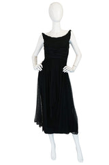1950s Ceil Chapman Little Black Lace Overlay Dress