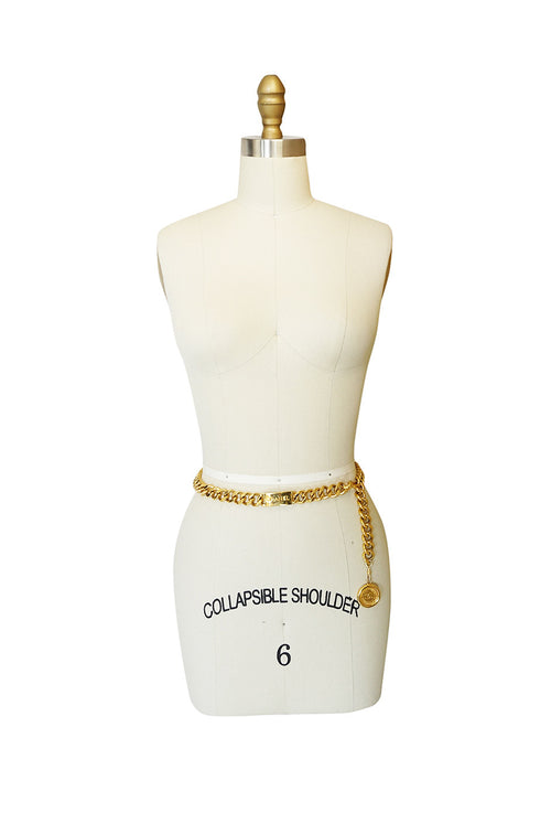 1990s Chanel Gold Tone Logo ID Belt or Necklace