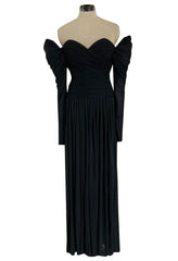 Spectacular 1970s Lanvin by Jules-Francois Crahay Off or On the Shoulder Draped Jersey Dress