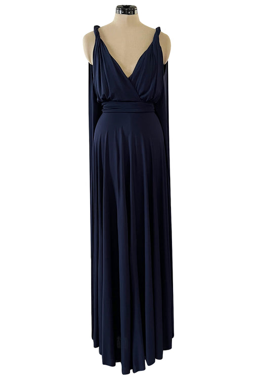 Cruise 2020 Christian Dior by Maria Grazia Chiuri Deep Blue Cape Back Jersey Dress