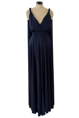 Cruise 2020 Christian Dior by Maria Grazia Chiuri Deep Blue Cape Back Jersey Dress