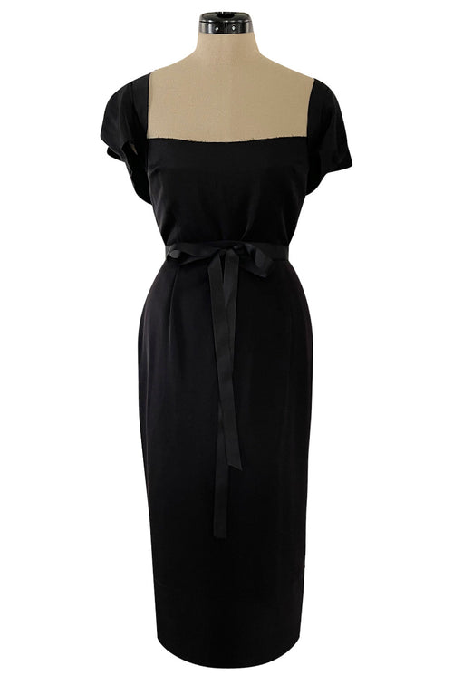 Iconic Fall 2005 Roland Mouret Heavily Documented Black Stretch Wool Mix Galaxy Dress