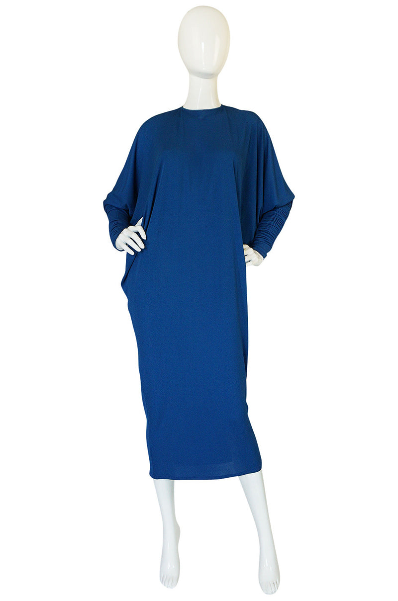 1980s OMO Norma Kamali Jersey Dramatic Sleeved Dress
