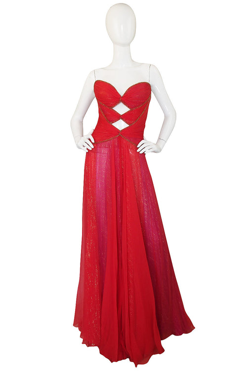 Fall 2001 Red & Gold Bob Mackie Cut Out Gown