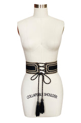 1976-77 Yves Saint Laurent Russian Collection Black & Gold Corset Tie Belt