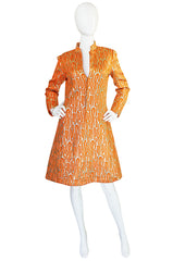 1960s Orange & Gold Metallic Silk Brocade Larry Aldrich