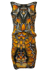 Recent Alexander McQueen Butterfly Print Back Draped Jersey Dress