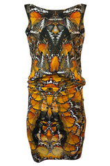 Recent Alexander McQueen Butterfly Print Back Draped Jersey Dress
