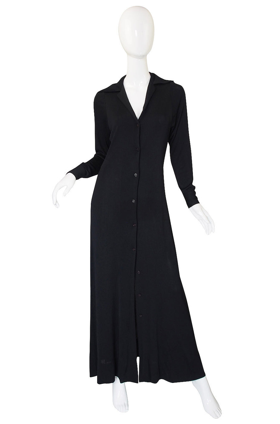 1972 Black Silk Jersey Halston Shirt Dress – Shrimpton Couture