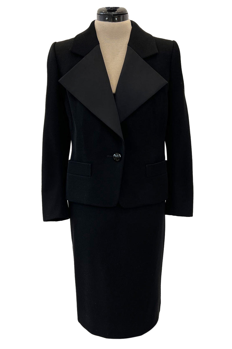 chanel black and white suit womens